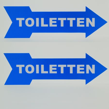 Pijlbordje ca. 29x9cm met Toiletten in een wenskleur