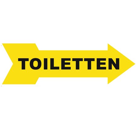 Pijlbordje ca. 29x9cm met Toiletten in een wenskleur