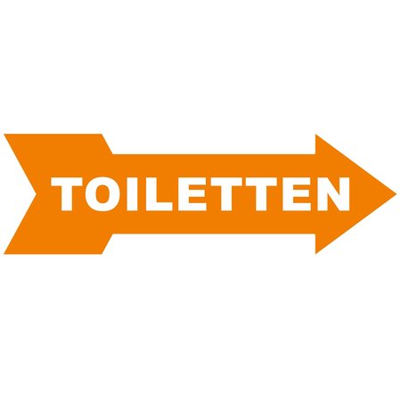 Pijlbordje ca. 29x9cm met Toiletten in een wenskleur