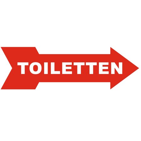 Pijlbordje ca. 29x9cm met Toiletten in een wenskleur