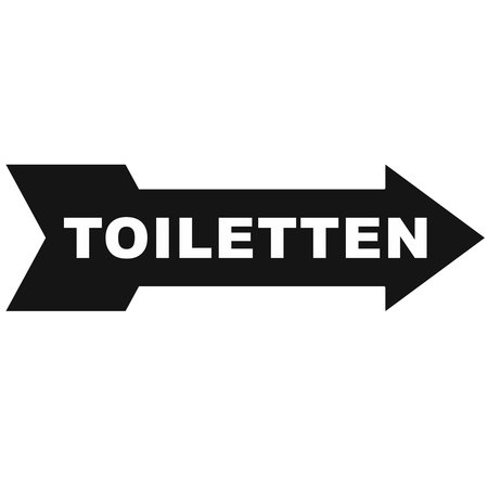Pijlbordje ca. 29x9cm met Toiletten in een wenskleur