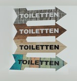 Pijlbordje ca. 29x9cm met Toiletten in een Pijlbordje met Toiletten in een houtmotief
