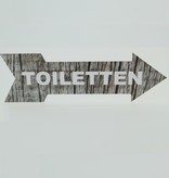 Pijlbordje ca. 29x9cm met Toiletten in een Pijlbordje met Toiletten in een houtmotief