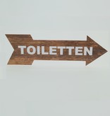 Pijlbordje ca. 29x9cm met Toiletten in een Pijlbordje met Toiletten in een houtmotief