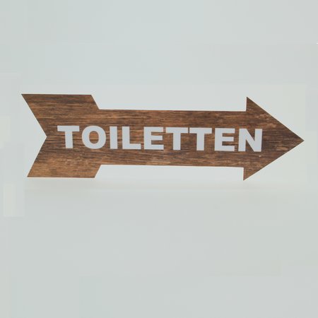 Pijlbordje ca. 29x9cm met Toiletten in een Pijlbordje met Toiletten in een houtmotief