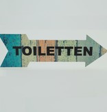 Pijlbordje ca. 29x9cm met Toiletten in een Pijlbordje met Toiletten in een houtmotief