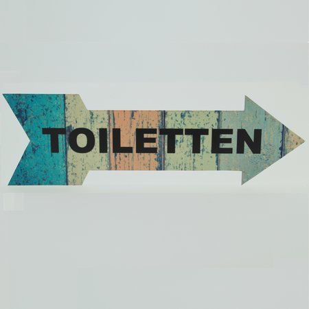 Pijlbordje ca. 29x9cm met Toiletten in een Pijlbordje met Toiletten in een houtmotief