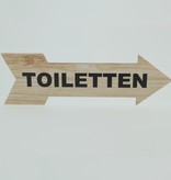 Pijlbordje ca. 29x9cm met Toiletten in een Pijlbordje met Toiletten in een houtmotief