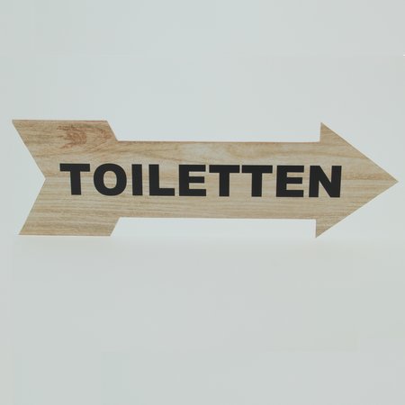 Pijlbordje ca. 29x9cm met Toiletten in een Pijlbordje met Toiletten in een houtmotief