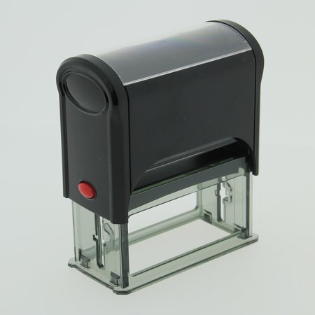 Mooie lichtgewicht en compacte zelfinktende Stempel met jouw tekst of ontwerp naar wens op een afdrukmaat van maximaal 22x58mm