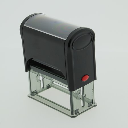 Mooie lichtgewicht en compacte zelfinktende Stempel met jouw tekst of ontwerp naar wens op een afdrukmaat van maximaal 22x58mm