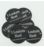 Logoplaatje Gekleurd Aluminium Ø50 mm met 2 gaatjes en gravering