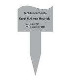Grafmarkering 'Wave" is een rechthoekig RVS-Look bordje in  240x175mm  met  een golvende bovenzijde