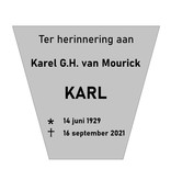 Grafmarkering 'Madison" is een stevig, stoer en keilvormig bordje in een RVS-Look in het formaat  240x217mm .