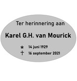 Grafmarkering 'Ovall" is een ovaalvormig bordje in een RVS-Look in het formaat  240x150mm