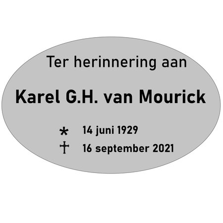 Grafmarkering 'Ovall" is een ovaalvormig bordje in een RVS-Look in het formaat  240x150mm