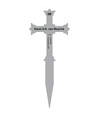 Grafmarkering 'Cross" is een graf markeringsbordje in een RVS-Look in het formaat  240x320mm  in de vorm van het heilige kruis.