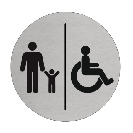 Familie en Invalide douche of toilet bordje Aluminium Ø75mm met tape