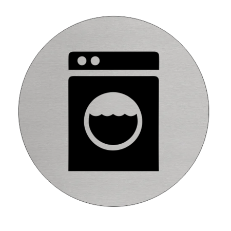Wasmachine bordje Aluminium Ø75mm met tape