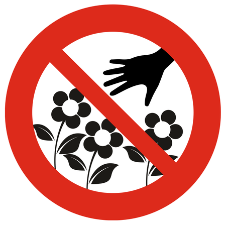 Verboden bloemen te plukken op een rond  wit aluminium bordje  Ø75mm met tape