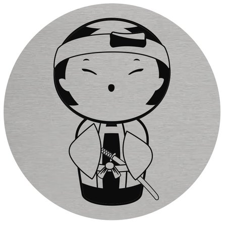 Heren (Samoerai) toiletbordje Aluminium Ø75mm met tape