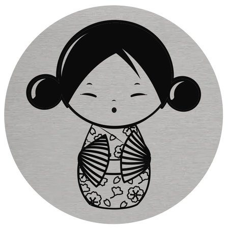 Dame in kimono , toiletbordje Aluminium Ø75mm met tape