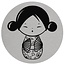 Dame in kimono , toiletbordje Aluminium Ø75mm met tape