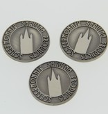 Brons gegoten Ø35mm rond en dikker Logo-plaatje/merkje  in reliëf.