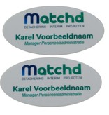 CombiCraft Office Naambadge TOPPER-OVAAL in diverse maten verkrijgbaar, met full colour logo, gemaakt van  wit kunststof