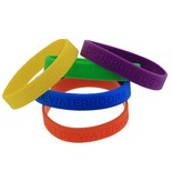 Siliconen Polsbandjes eigen tekst uitgefreesd per 100 stuks