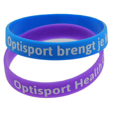 Siliconen Polsbandjes met jouw tekst opdruk in 1 kleur
