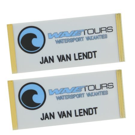 CombiCraft PolarPlus Goudkleurige Naambadge  met een  Aluminium of Polystyreen inschuifplaatje, voorzien van  jouw logo en/of tekst.