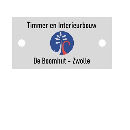 Aluminium Langwerpige Logoplaatjes  Weersbestendig in diverse maten verkrijgbaar met rechte hoeken. Gesneden