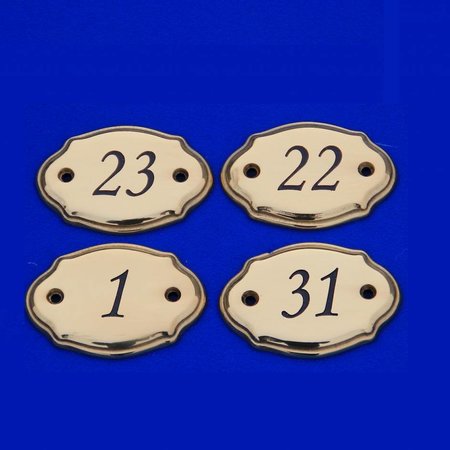 Messing Huisnummer 71x50mm met 2 gaatjes - Klassiek model