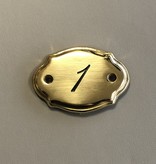 Messing Huisnummer 71x50mm met 2 gaatjes - Klassiek model