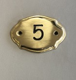 Messing Huisnummer 71x50mm met 2 gaatjes - Klassiek model