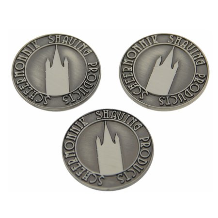 Gegoten metalen logo in klein formaat, 100 stuks tot 25mm in diverse vormen en metaalkleuren