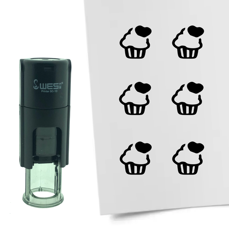 Stempel of Stempeltje van een cupcake of taartje met 10mm rond