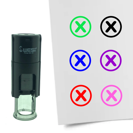 Stempel of Stempeltje van een Checkbox met kruisje 10mm rond