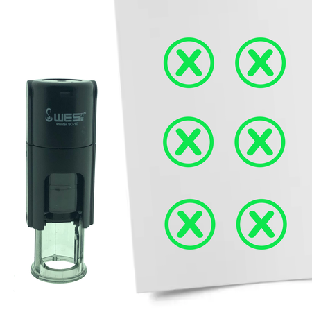 Stempel of Stempeltje van een Checkbox met kruisje 10mm rond