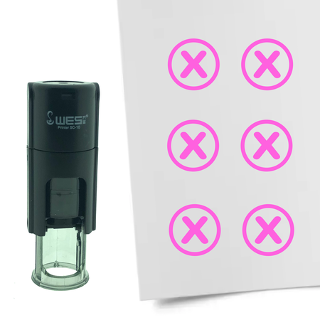 Stempel of Stempeltje van een Checkbox met kruisje 10mm rond