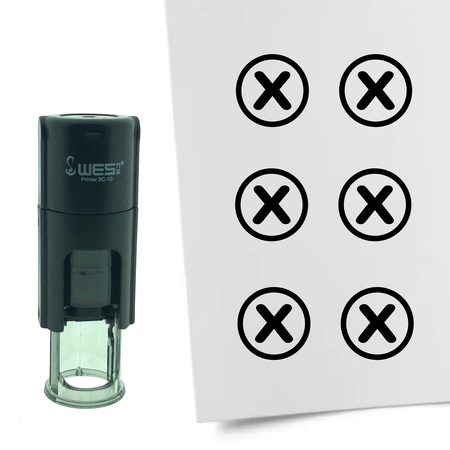 Stempel of Stempeltje van een Checkbox met kruisje 10mm rond