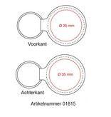 Leren of Kunstleren sleutelhangers Ø45x75mm met een brandlogo naar eigen ontwerp en een nummering of naam naar wens.