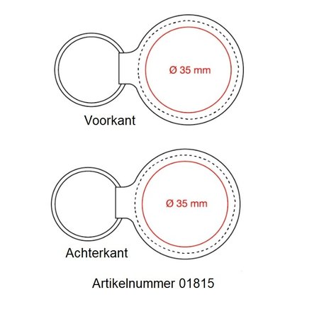 CombiCraft Leren of Kunstleren sleutelhangers Ø45x75mm met een brandlogo naar eigen ontwerp en een nummering of naam naar wens.