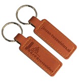 (Kunst)leren sleutelhanger 23 x 95 mm met brandlogo of tekst - per 1 stuk