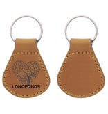 Sleutelhanger in leer of kunstleer met een logo,  wisselende teksten  of nummers - vanaf 100 stuks te bestellen met brandstempels.