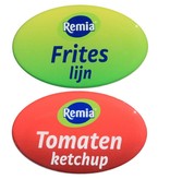 Domingstickers, stickers of logo's die bedekt worden door een laagje kunsthars.  Logoplaatjes voorzien van een laagje epoxy