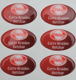 Domingstickers, stickers of logo's die bedekt worden door een laagje kunsthars.  Logoplaatjes voorzien van een laagje epoxy