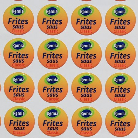 Domingstickers, stickers of logo's die bedekt worden door een laagje kunsthars.  Logoplaatjes voorzien van een laagje epoxy