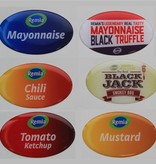 CombiCraft Domingstickers, stickers of logo's die bedekt worden door een laagje kunsthars.  Logoplaatjes voorzien van een laagje epoxy